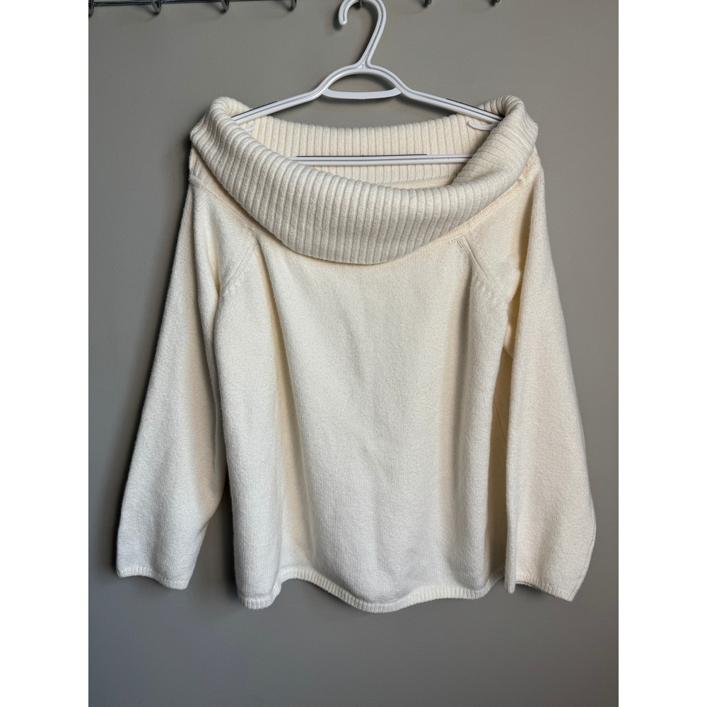 Old Navy Off The Shoulder Sweater Womens XXL Cream Cozy Minimalist Chic Preppy